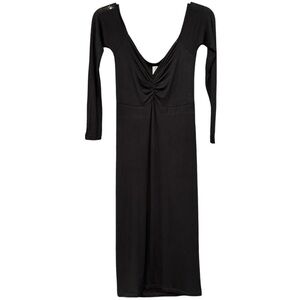 Sexy Mama Maternity Black Long Sleeve Midi Dress Ruched Bust Size Small